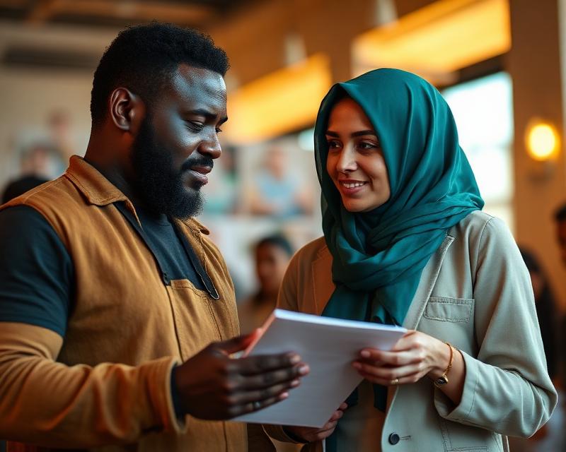 Two nonprofit volunteers planning a community campaign